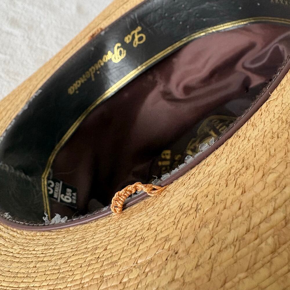 Cowboy Hat Horsehair Band Palm Hat La Providencia 30X Size 6 5/8 Mexico - Picture 11 of 16